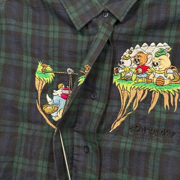 VTG Segreta by Emmanuel Schvili Plaid Button-Down Shirt Tom & Jerry Size 44 - Picture 5 of 14